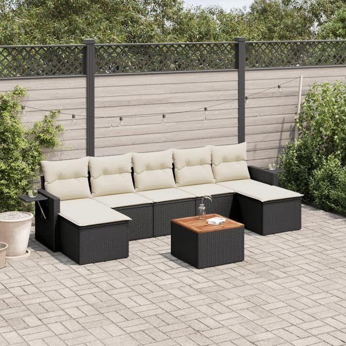 VidaXL Salon de Jardin avec Coussins 8 pcs, Canapés de Terrasse, Ensemble de Meubles de Patio, Mobilier d'Extérieur, Noir 3224691