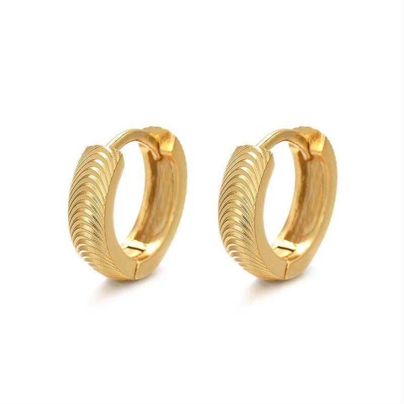 Stylish And Simple Earrings, Versatile Zircon Earrings, Personalized Versatile Gold-Plated High-End Retro Plain Ring Earrings.