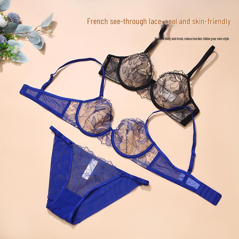 French Lace Women's Anti-Sagging Ultra-Thin Bra Set - Enhances Small Bust