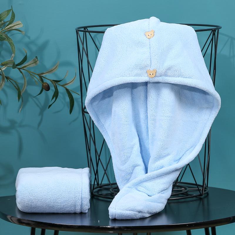 

Двухслойная впитывающая шапочка для душа из кораллового флиса с пряжкой 25*66cm (Individually Packaged)