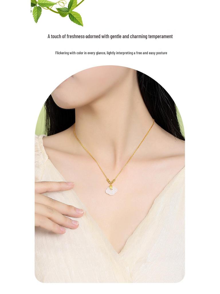 Ferris Wheel Sterling Silver Chalcedony Cloud Necklace - Women's Elegant Versatile Luxury Clavicle Chain