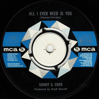 7 inch plaat SONNY & CHER - All I Ever Need Is You MU1145 MCA Records 1971 VK Rock Gebruikt