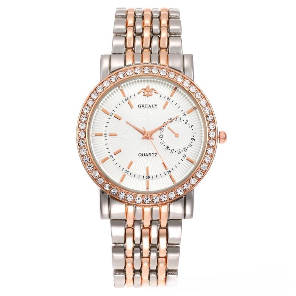 Casual Quartz Wristwatch Alloy Band Ladies Dress Watch Fashion Diamond Inlaid Watch Women's