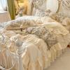 French Retro Princess Style Cotton Bedding Set with Lace Edge