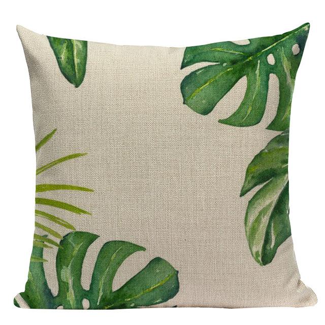 Tropical Plants Palm Tree Printed Decorative Throw Pillow Cushion Cover Case Green Leaf Leaves Cushion Case For Sofa Home