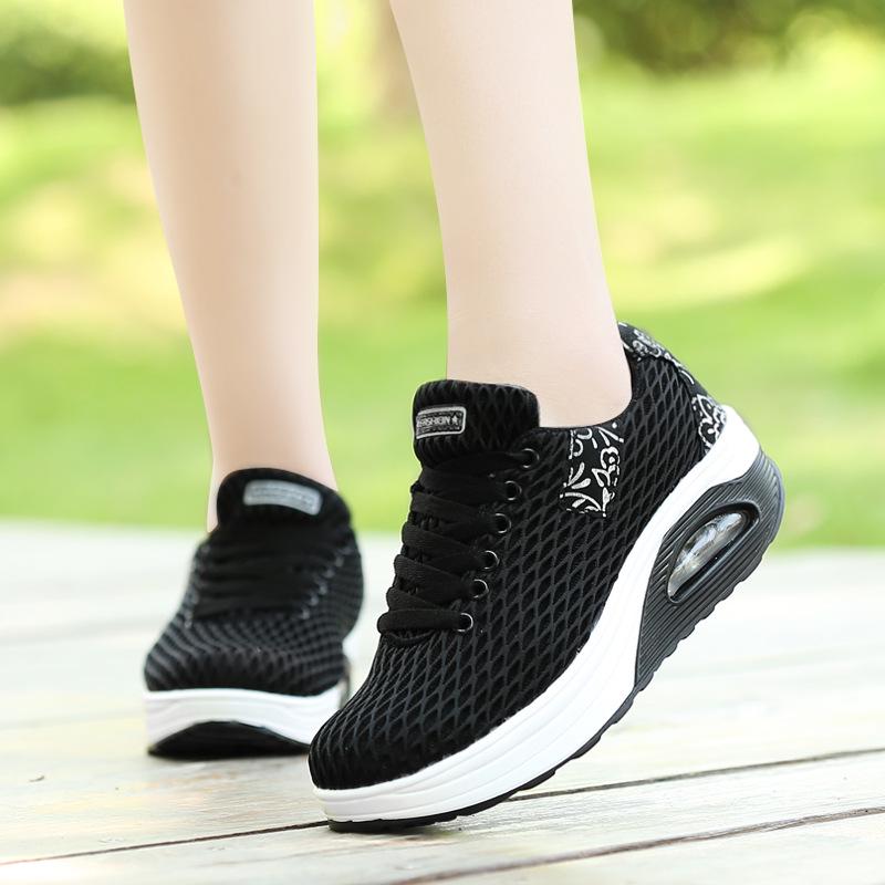 8 Spring new breathable big net rocking shoes women's fashion sports casual shoes mesh platform women's shoes
