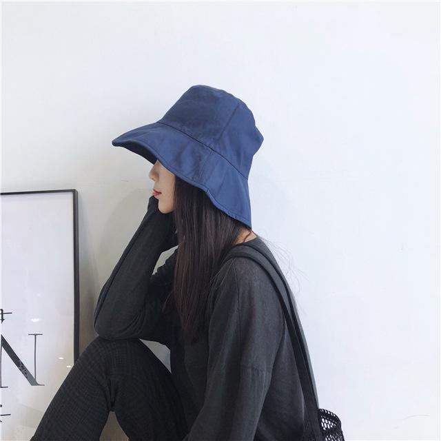 Women Summer Solid Color Large Edge Breathable UV Protection Fisherman Hats