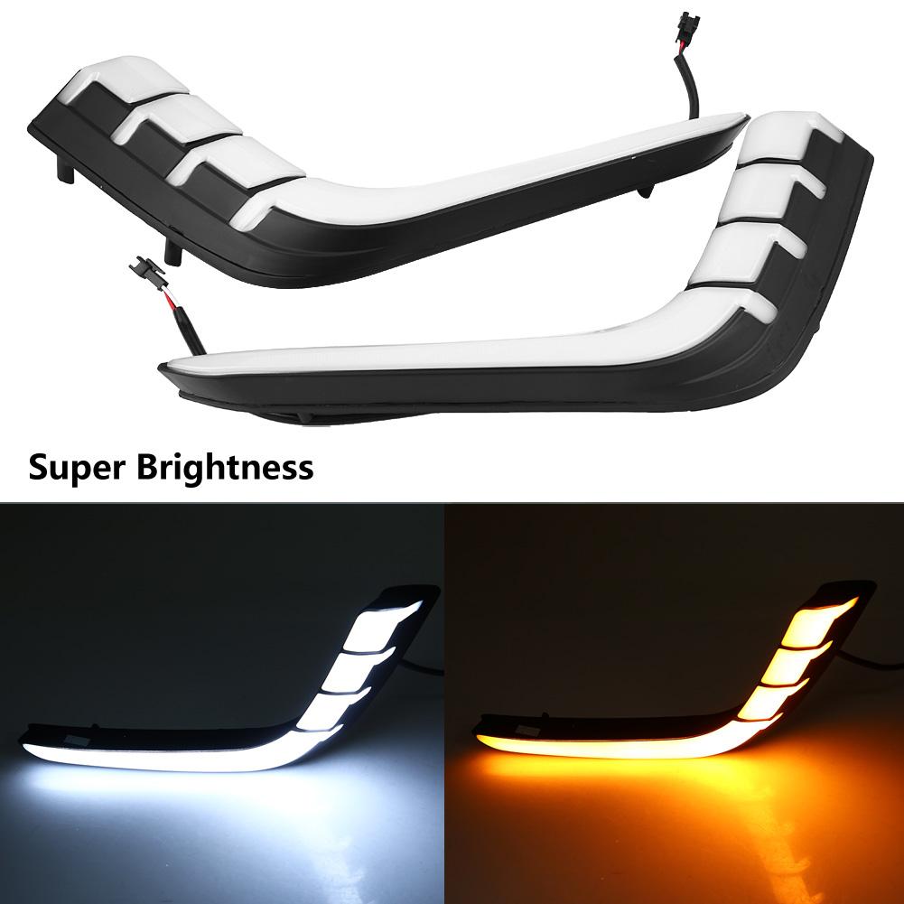 1Pair Car Daytime Running Light Turn Signal 2 Color DRL LED Fog Lamp for Suzuki Swift 14 16
