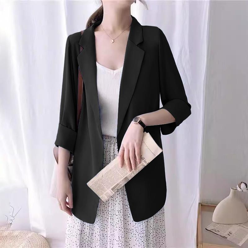 

ZANZEA Женский тонкий кардиган-блейзер с отложным воротником, повседневный, с длинным рукавом 5XL чёрный