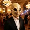 Masque d'Alien Respirant à Ventilation Intégrale pour Costume d'Halloween, Créature OVNI de Science-Fiction Personnage de Film d'Horreur Masque de Tête en Latex Cosplay