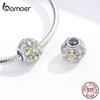 BAMOER Enamel Flower Openwork Round Beads for Women Charm Silver 925 Jewelry Fit 3mmm Snake Bracelet