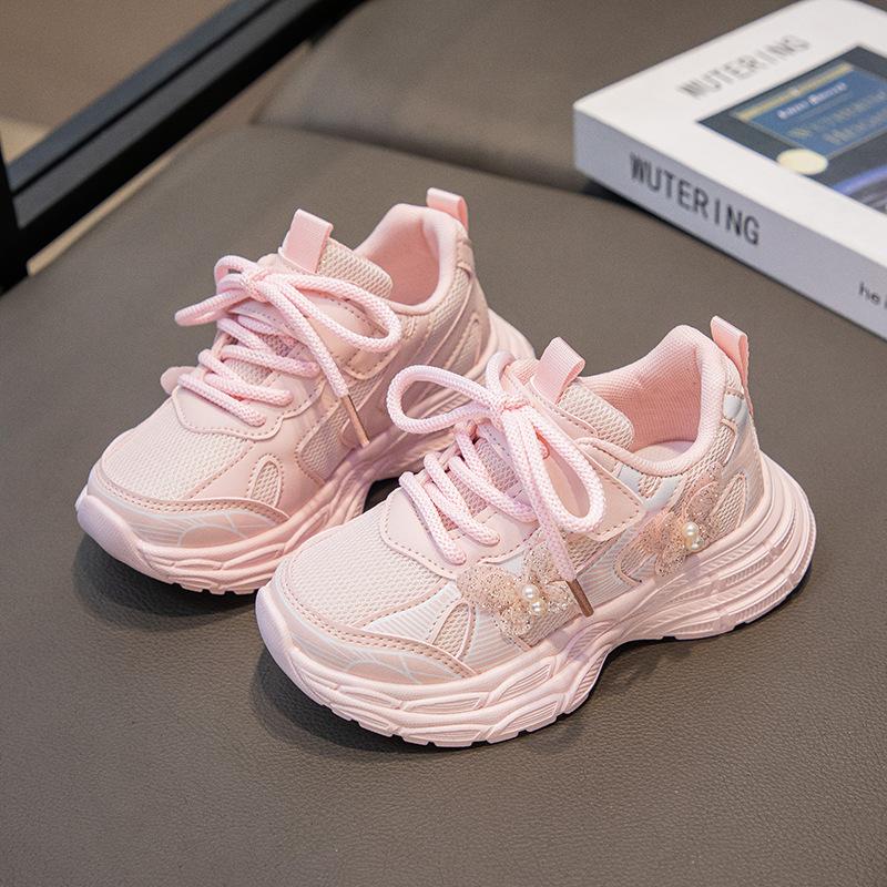 

Весна 2025 Новые кроссовки для девочек Сетчатые дышащие Детские кроссовки для среднего и старшего возраста Корейская версия Универсальный стиль принцессы 26-30 yards FCL shot 50 pairs