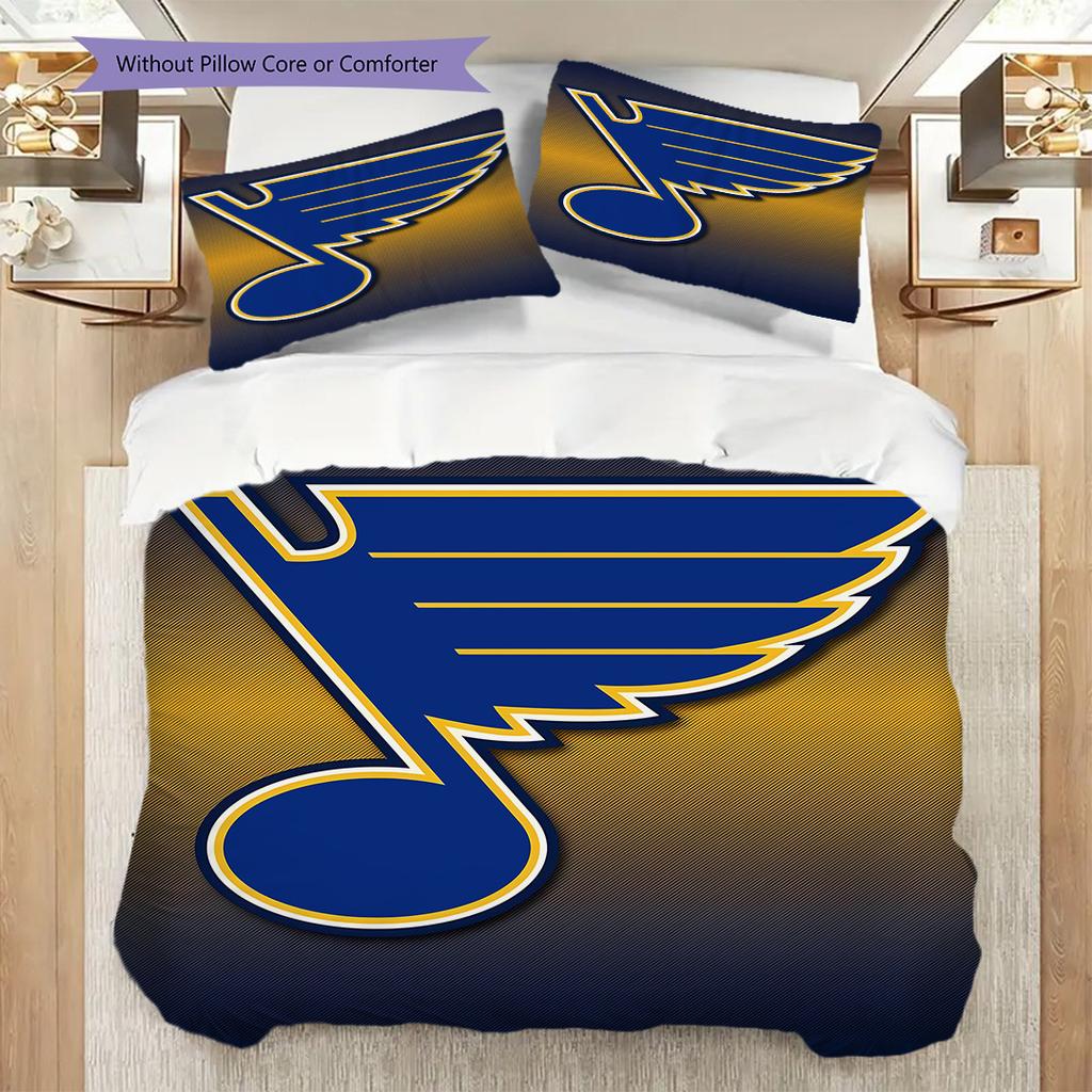 St. Louis Blues Pattern Bedding Quilt Set Quilt Cover Pillowcase Home Decoration Birthday Gift (1 * duvet cover + 2 * pillowcase, without core)