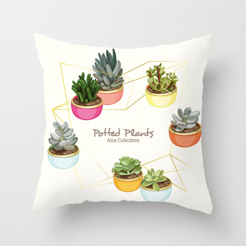 Ins Internet Celebrity Nordic Cactus Plant Peach Skin Car Sofa Pillow Cover Cushion Cover Home