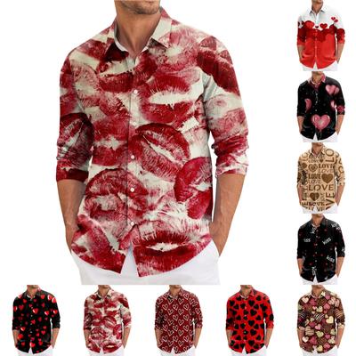 Men's Spring Casual Loose Printed Long Sleeved Shirt Men's Shirt