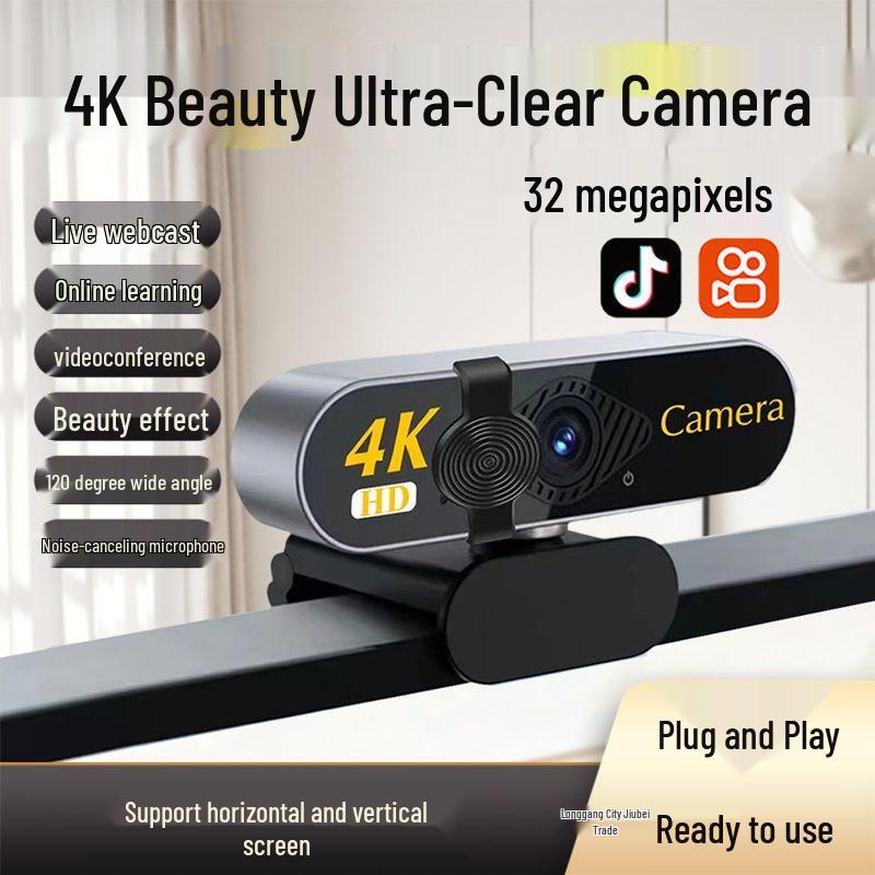 Ultra 4K USB Camera & Microphone for Desktop/Laptop – Perfect for Live Streaming, Online Classes, and Meetings