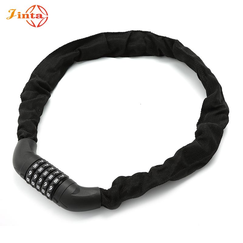 Jinta  Fabric Wrapped Steel Cable Combination Lock 5 Digit Resettable Code Bike Helmet Travel Luggage Safety Lock