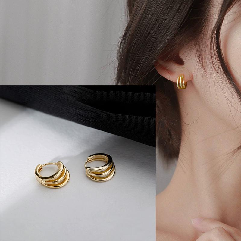 925 Silver Chunky Hoop Earrings for Women Geometric Circle Punk Ear Jewelry Party Gifts New