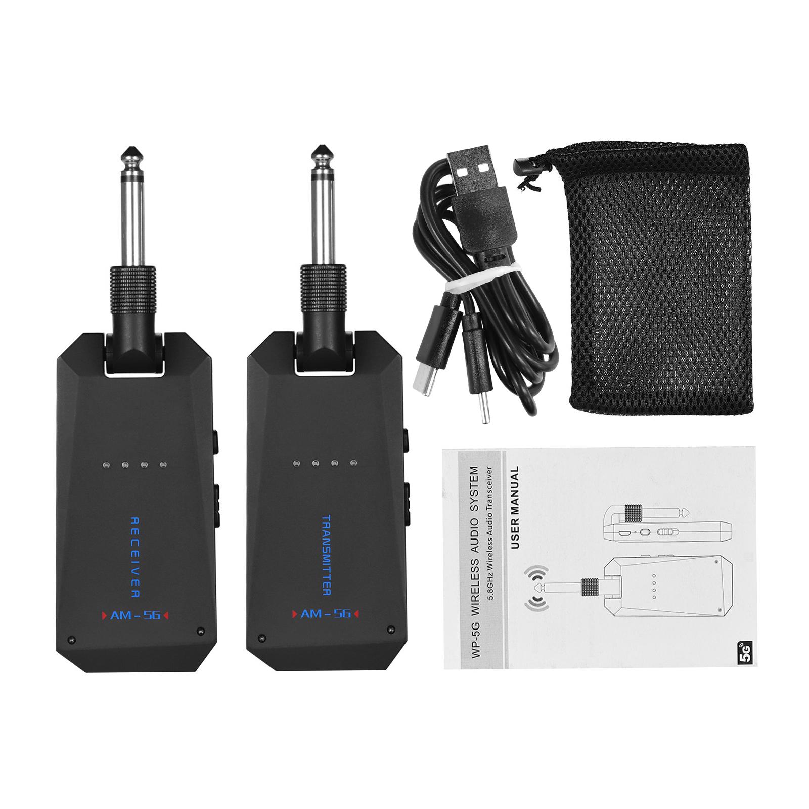 

Беспроводная гитарная система AM-5G 5,8 ГГц, перезаряжаемый аудиопередатчик и приемник, ISM-диапазон для электробас-гитар, усилитель чёрный
