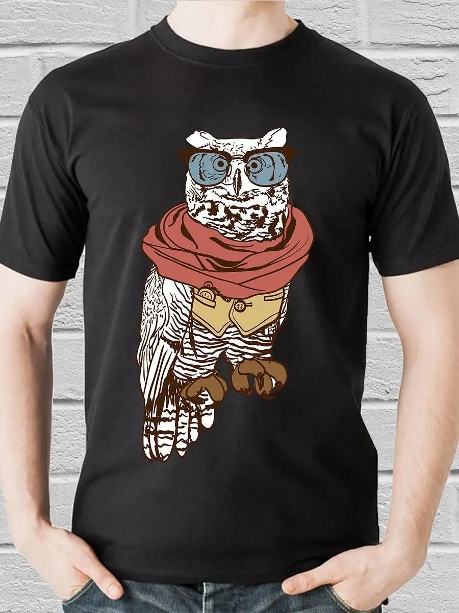 Футболка с совой в шарфе L