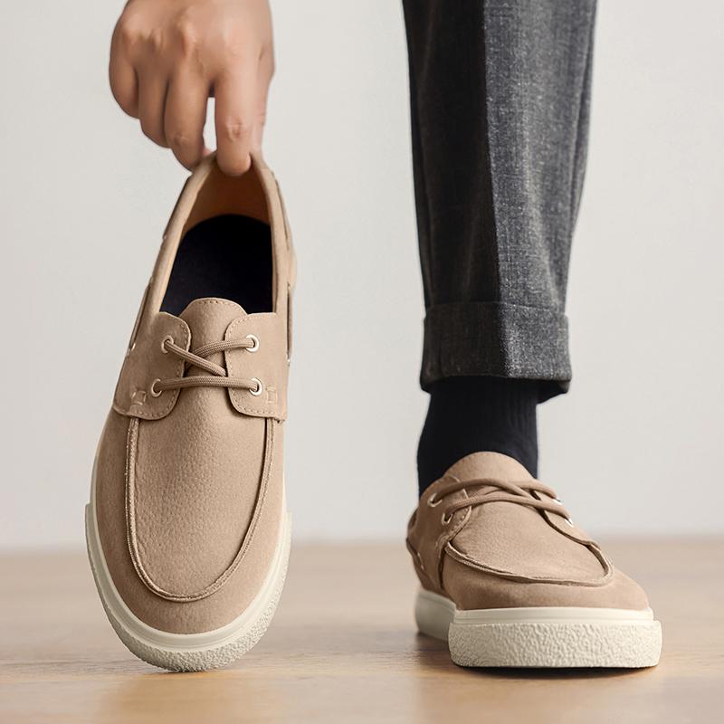 Fashion 2025 New Stylish Moccasins Shoes Men's Leather Casual Loafers All-match Wedding Dress Shoes Suede Shoes High Quality Men's Flats