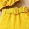 Girls' Fashionable Set Summer Children's Multi-color Three-dimensional Flower Halter Top + Shorts + Headwear