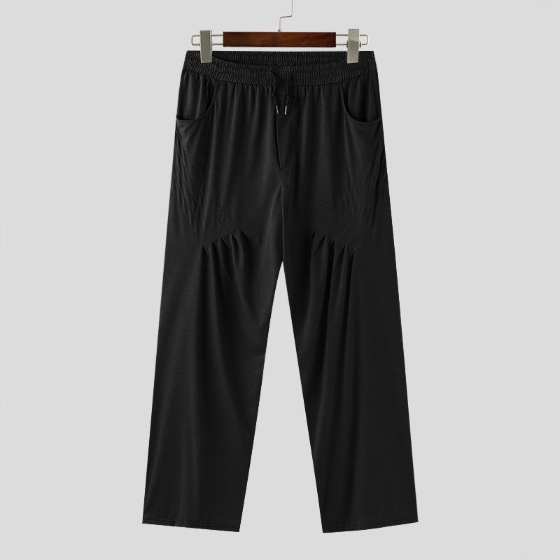 

INCERUN Мужские повседневные брюки с эластичной резинкой на талии, свободные спортивные длинные брюки M чёрный