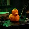 Orange Retro Heimdekoration Halloween Kürbis Ente Figur, 3D Gedruckte Niedliche Herbst Saisonale Raumdeko Statue, Herbst Erntedankfest Schreibtisch Ornament,