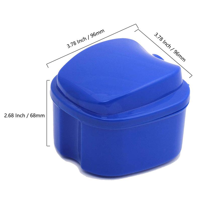Denture Case, Denture Bath Box False Teeth Storage Box with Basket Net Container