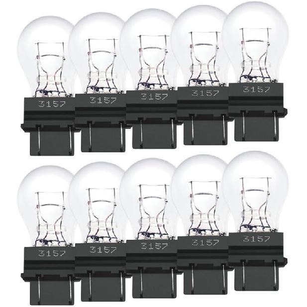 3157 Bulbs 10 Pack,12V P27/7W 3047 3057 3457 3757 4057 4157 Miniature Bulb,Brake Light Turn Signal Side Marker Tail Light Bulb Replacement 3157 bulb