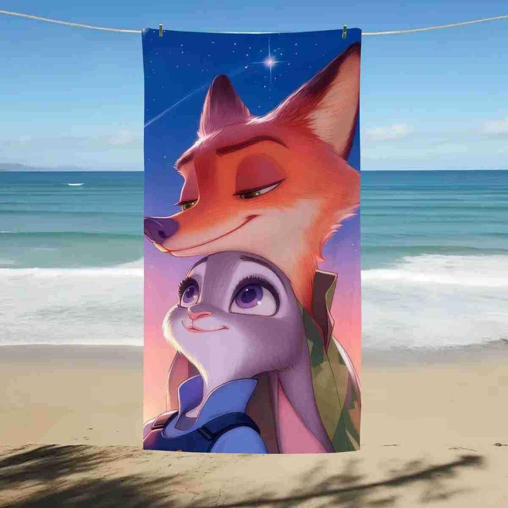 Cartoon Beach Towel Zootopia Anime Princess Print Quick-Dry Microfiber Winnie the Pooh Soft Bath Towel