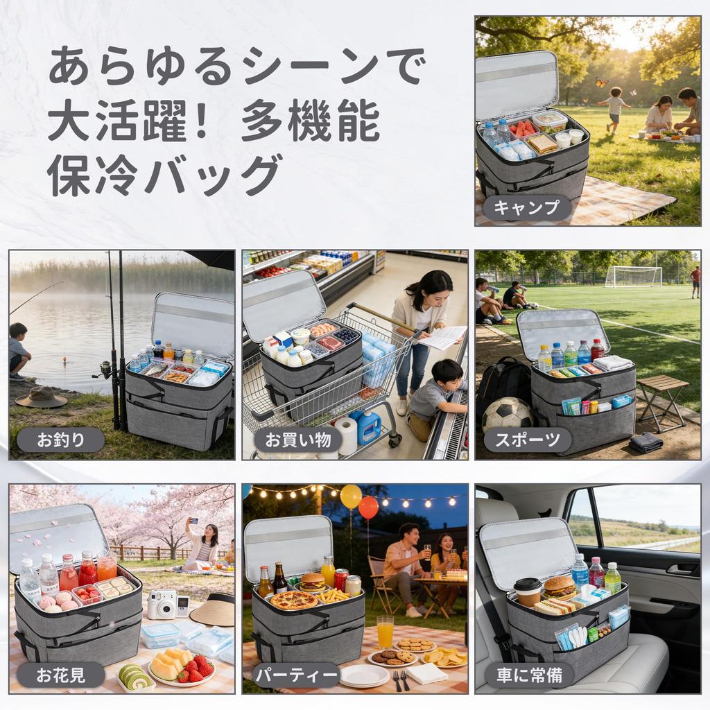 FREEAMG Insulated Soft Cooler Large Expandable with Convenient Perfect for and Box, Capacity, 30-45L, 5-Layer Insulation, Foldable, Waterproof,