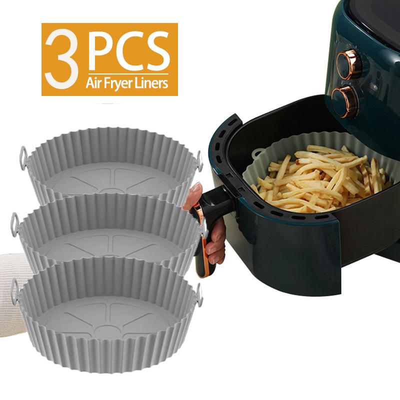 20cm Silicone Air Fryers Oven Baking Tray Pizza Fried Chicken Airfryer Silicone Basket Reusable Airfryer Pan Liner Accessories