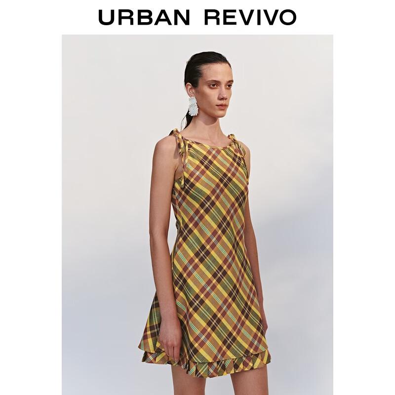 UR 2025 Fall Retro Plaid A-Line Mini Dress