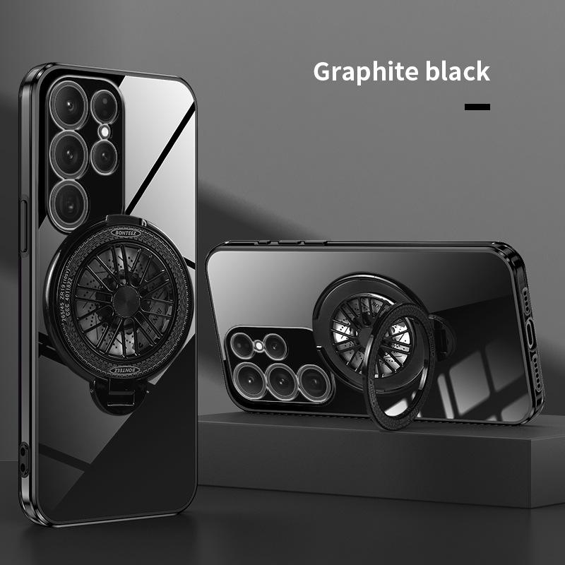 

Suitable for Samsung S24ULTRA Mobile Phone Case Transparent 6D Plating Note20 Gyro Magnetic Suction Bracket A55 Trend Galaxy A55 5G