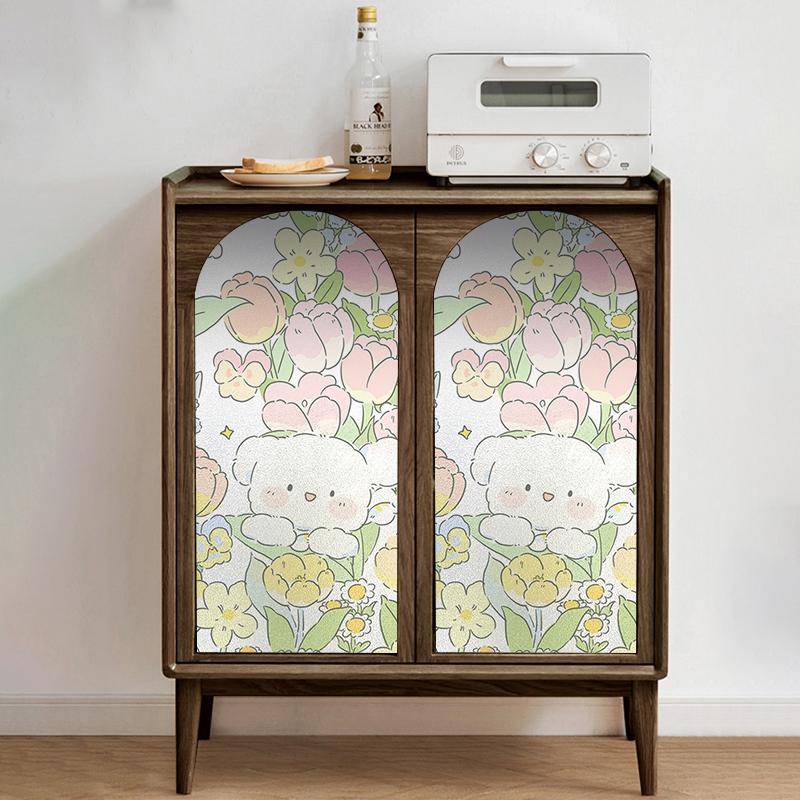 Window Privacy Film Frosted Glass Sticker Decorative Window Wallpaper Film Anti Look Stickers for Bathroom Cupboard Closet