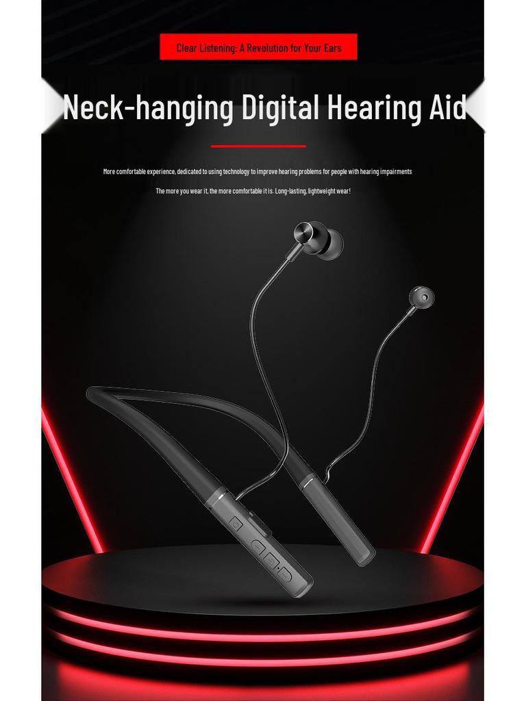 Senior Neckband Noise-Cancelling Bluetooth Hearing Aid, Self-Fitting, 64-Channel, High Power