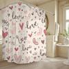 Love Heart Shower Curtain 1Pc – Hand-Drawn Words & Pink Hearts, Romantic Script Art For Valentine’S Day Or Bedroom Decor