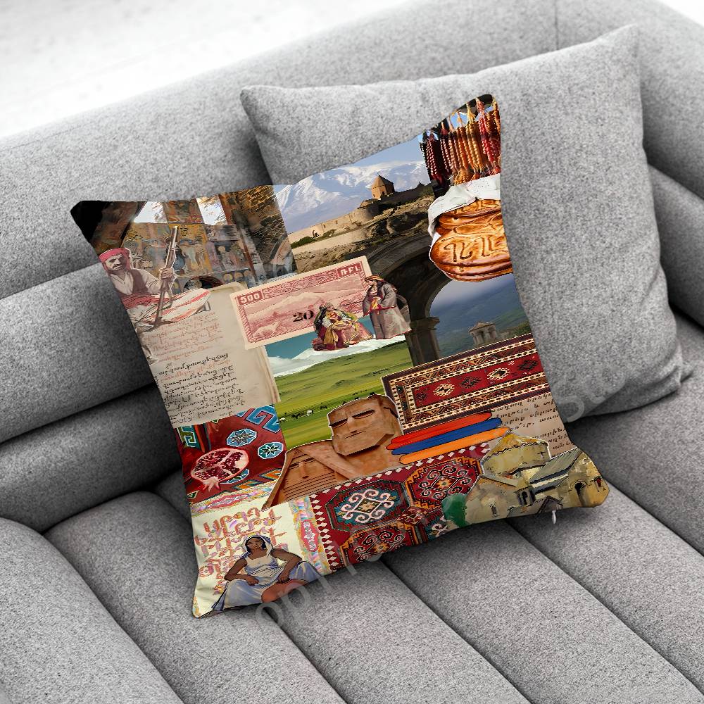 Armenia Flag Passport Logo Throw Pillow Case For 45x45cm 40x40cm 30x30cm 50x50cm 55x55cm Square Home Pillowcase Case