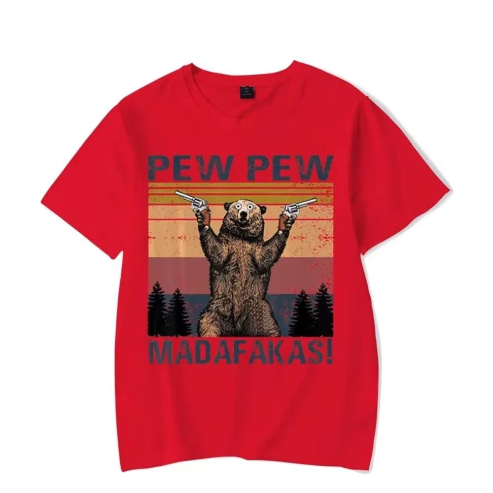 Men's T-shirt Pew Pew Madafakas Kawaii T Shirt Men Women Tshirt Funny Bear Graphic T Shirts Oversized T Shirt Harajuku Shirts