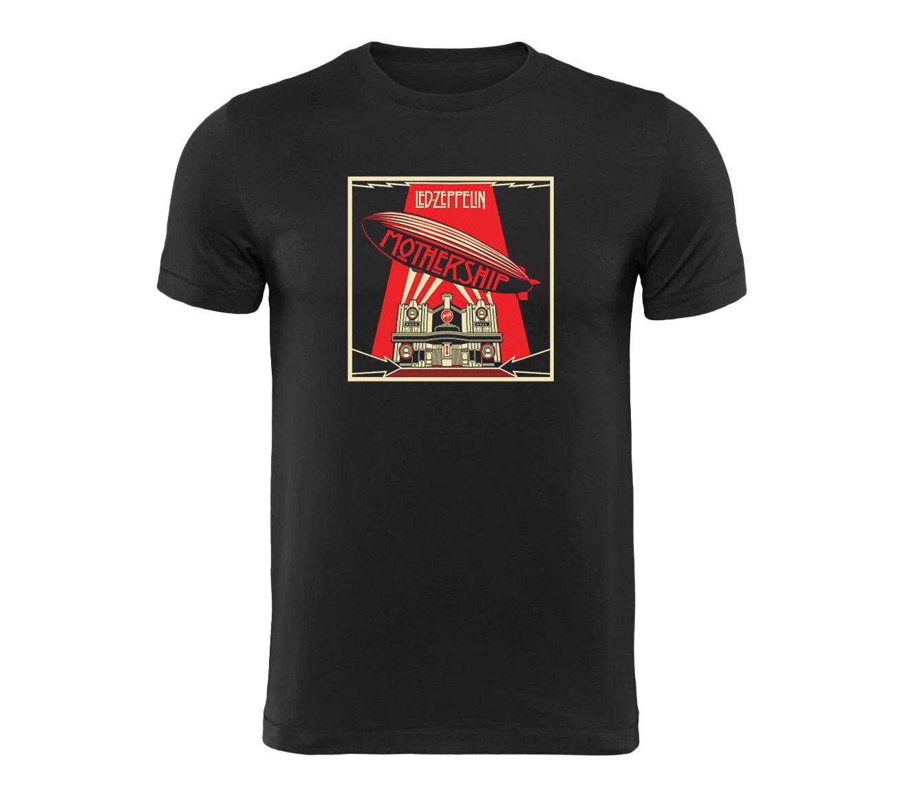 Led Zeppelin black breathable poly T-shirt - Mother Ship - Hard rock/heavy metal M