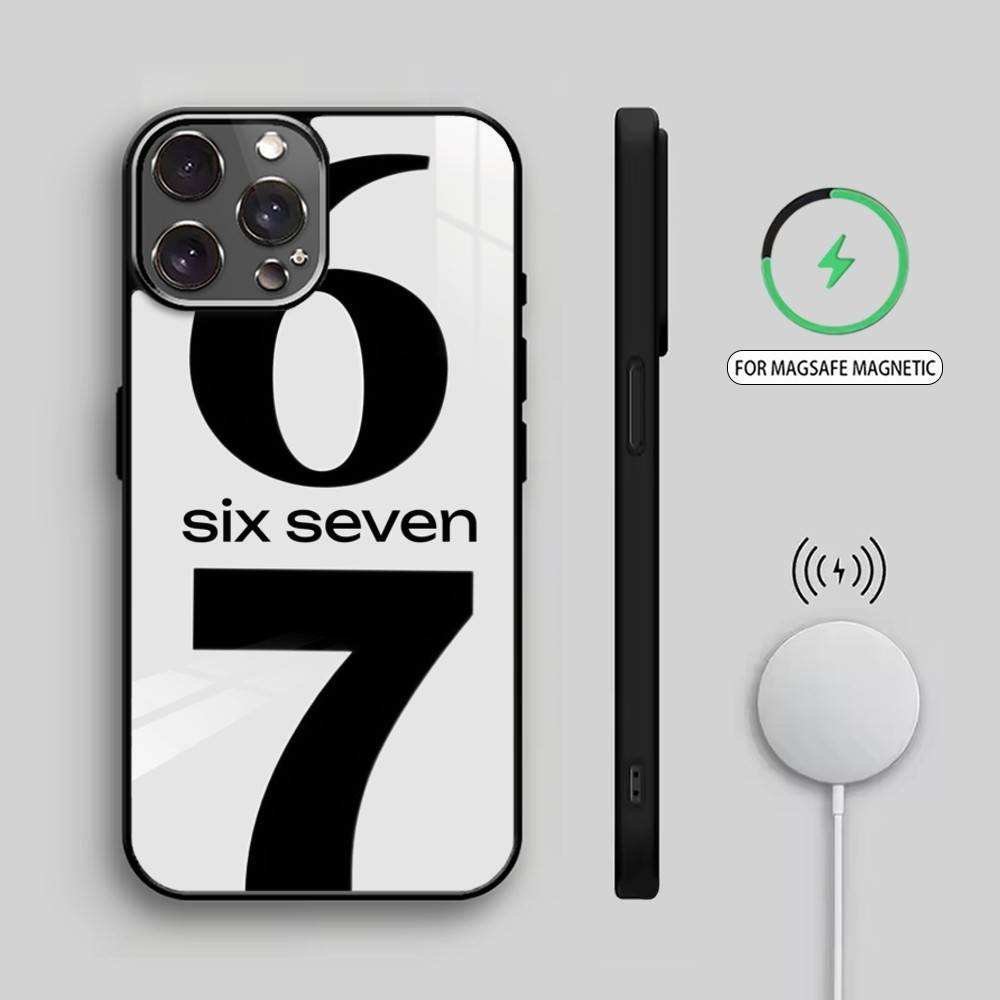 67 S-Six Seven Coque de Téléphone Pour iPhone17,16,15,14,13,12,11 Plus,Pro Max Magnétique Pour Magsafe Chargement Sans Fil
