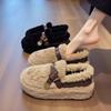 Thick-soled Fluffy Shoes Women's Winter Velvet Fashion Inner Height Increase Warm Cotton Shoes Outer Wear Confinement Shoes