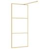 Walk In Shower Screen with Tempered Clear Glass and Gold Frame 90 X 195 Cm