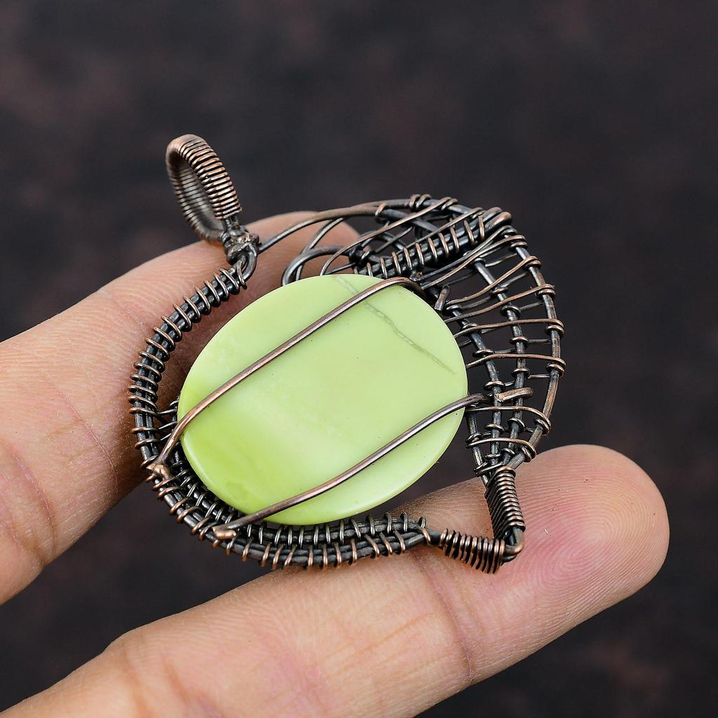 Serpentine Pendant Copper Wire Wrapped Jewelry Gemstone Pendant Serpentine Jewelry Handmade Pendant Copper Wire Wrapped Pendant Wedding Gift