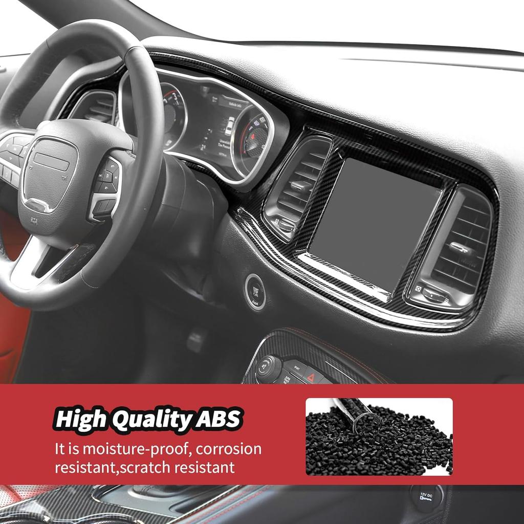 JeCar 4pcs Carbon Fiber Interior Accessories Trim for 2015-2024 Dodge Challenger - Dashboard Cover Decoration Upgrade