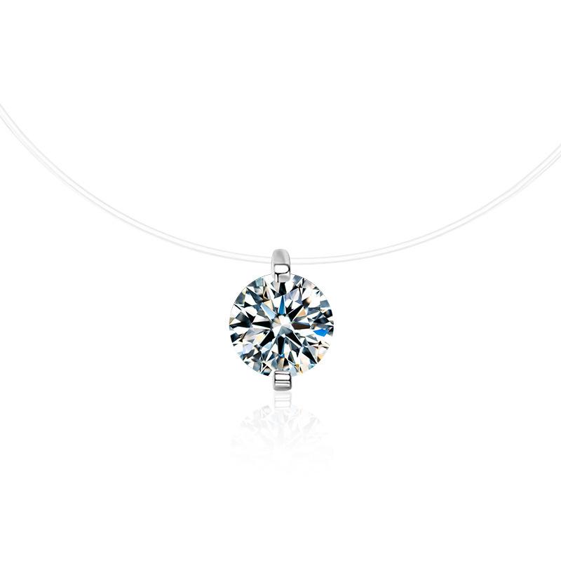 Moissanite Classic Four-Prong Necklace: Simple S925 Sterling Silver Pendant for Women, Japanese & Korean Inspired Light Luxury Style.