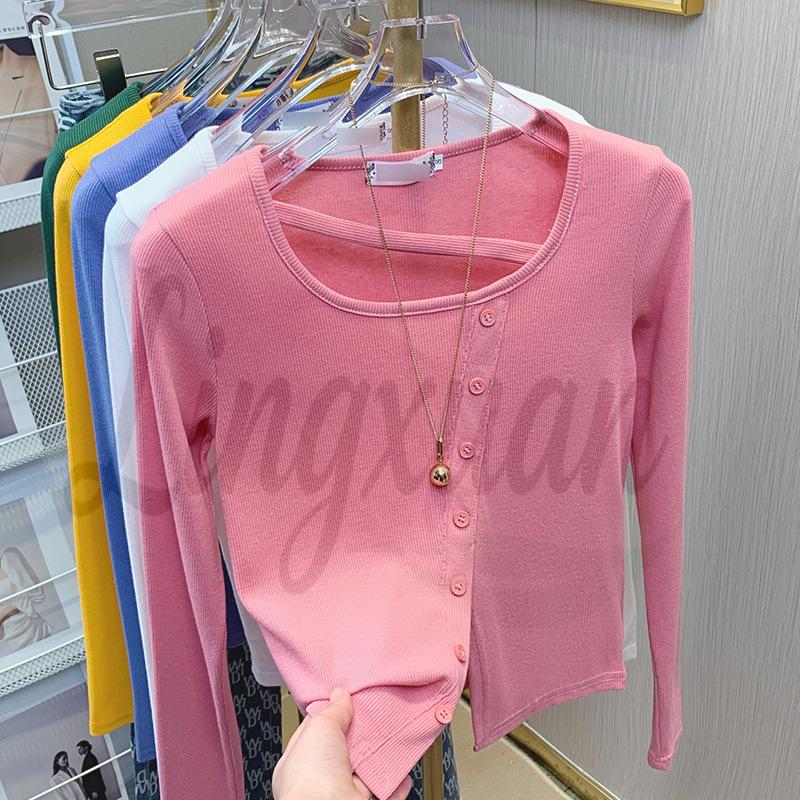 

Pure Desire Sexy Slim Fit Cropped Long Sleeve Top - 2026 Autumn/Winter Women s Chic Base Layer T-Shirt L рожевий