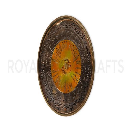 Antique 40 Years Brass Calendar Compass, World All Time With Leather Case Gift On Christmas Day For All Occasion