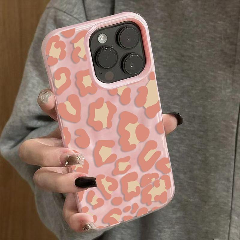 Rosa Leopardenmuster Falttextur Handyhülle Für iPhone 17 Pro Max Air 16E 16 Plus 15 14 13 12 11 Stoßfest Süßigkeiten Bumper Abdeckung